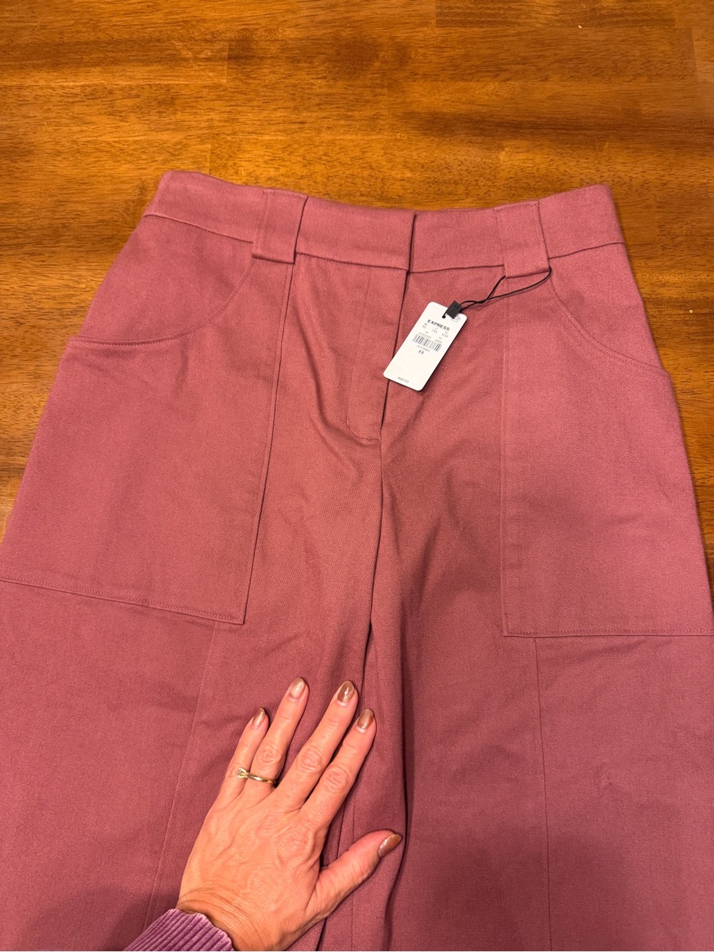 NWT Express Wide-Leg Cargo Chinos in Dusty Rose Size 6R MSRP $88 - Picture 7 of 10